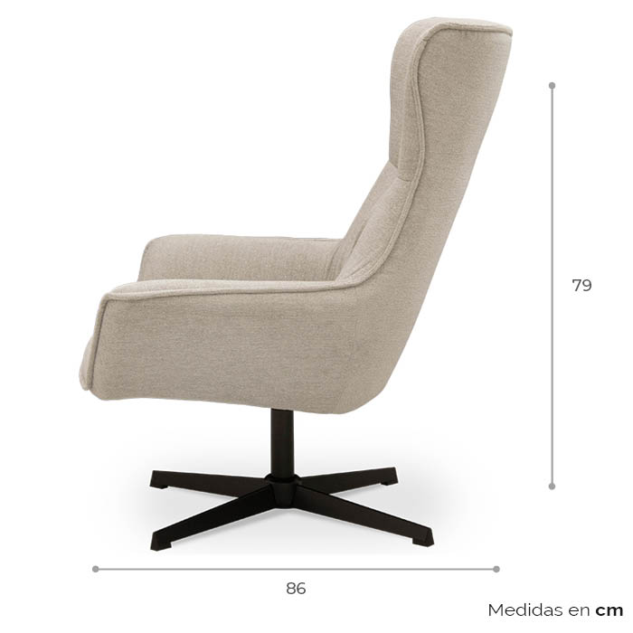 Sillon Tela Beige/negro Sesenta Y Cuatro | Sillones y Ottomanes | salas